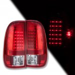 2002 Ford F450 Super Duty Red Clear LED Tail Lights