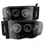 2002 Dodge Ram Black Smoked CCFL Halo Projector Headlights with LED