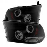 2012 Dodge Ram 3500 Black Smoked CCFL Halo Projector Headlights LED DRL