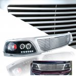 1998 Ford F150 Chrome Billet Grille and Black Projector Headlights