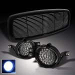 2003 Dodge Ram Black Billet Grille and LED Fog Lights Set