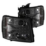 2010 Chevy Silverado Smoked Projector Headlights LED DRL Facelift