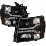 2009 Chevy Silverado 3500HD Black Projector Headlights LED DRL Facelift
