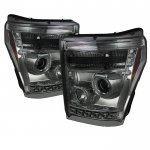 2012 Ford F350 Super Duty Smoked CCFL Halo Projector Headlights LED