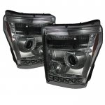 2011 Ford F550 Super Duty Smoked CCFL Halo Projector Headlights LED