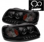 2000 Ford Expedition Black Smoked Halo Projector Headlights LED