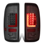 2008 Ford F350 Super Duty Smoked Custom LED Tail Lights Red Tube