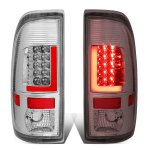 2005 Ford F250 Super Duty Chrome LED Tail Lights Red Tube