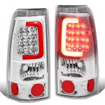 1999 Chevy Silverado Chrome LED Tail Lights Red Tube