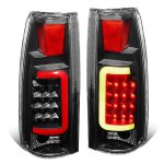 1989 Chevy 1500 Pickup Black LED Tail Lights Red Tube