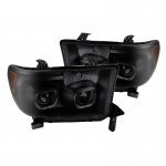 2010 Toyota Sequoia Black Smoked Halo Projector Headlights