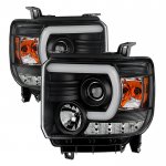 2015 GMC Sierra Black LED DRL Projector Headlights