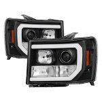 2013 GMC Sierra Black LED DRL Projector Headlights