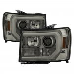 2011 GMC Sierra Smoked LED DRL Projector Headlights