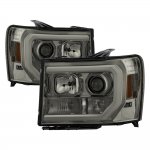 2009 GMC Sierra Denali Smoked LED DRL Projector Headlights