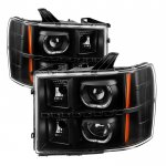 2007 GMC Sierra 3500HD Black Halo Projector Headlights LED