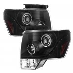 2012 Ford F150 Black LED DRL Halo Projector Headlights