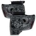 2012 Ford F150 Smoked LED DRL Halo Projector Headlights