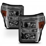 2012 Ford F450 Super Duty Smoked LED DRL Projector Headlights