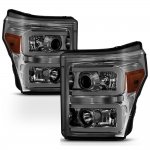 2011 Ford F550 Super Duty Smoked LED DRL Projector Headlights