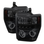 2008 Ford F350 Super Duty Black Smoked CCFL Halo Projector Headlights LED