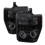 2009 Ford F450 Super Duty Black Smoked CCFL Halo Projector Headlights LED