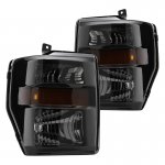 2008 Ford F550 Super Duty Black Smoked Headlights