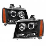 2007 Chevy Avalanche Black Halo Projector Headlights LED