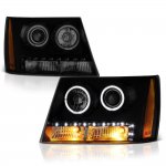 2008 Chevy Avalanche Black Smoked Halo Projector Headlights LED