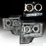 2012 Ford F150 Smoked Dual Halo Projector Headlights with LED