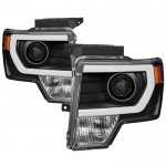 2011 Ford F150 Black DRL Tube Projector Headlights