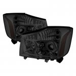 2010 Nissan Titan Smoked LED Halo Projector Headlights