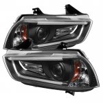 Dodge Charger 2011-2014 Black HID Projector Headlights LED DRL