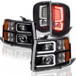 2012 Chevy Silverado 2500HD Black Custom DRL Projector Headlights LED Tail Lights