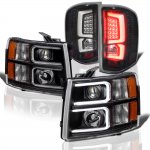 2014 Chevy Silverado 3500HD Black Custom DRL Projector Headlights LED Tail Lights