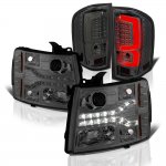 2010 Chevy Silverado Smoked Facelift DRL Projector Headlights Custom LED Tail Lights