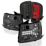 2011 Chevy Silverado 2500HD Smoked Facelift DRL Projector Headlights Custom LED Tail Lights