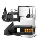 2014 Chevy Silverado White Towing Mirrors Smoked LED Lights Power Heated