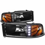 1994 Dodge Ram Black Headlights with LED