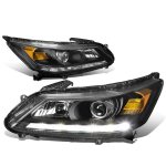 2015 Honda Accord Black Projector Headlights Tube DRL