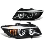 2007 BMW 3 Series Sedan Black  Halo Projector Headlights