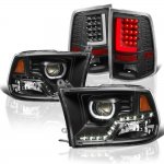 2011 Dodge Ram 3500 Black LED DRL Projector Headlights LED Tail Lights Tube