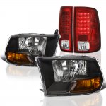 2016 Dodge Ram 3500 Black Headlights Red LED Tail Lights