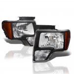 Ford F150 2009-2014 Black Euro Headlights