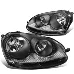 VW Rabbit 2006-2009 Black Euro Headlights