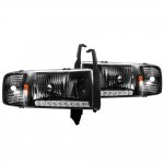 1994 Dodge Ram Black Headlights LED DRL