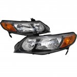 Honda Civic Sedan 2006-2011 Black Euro Headlights