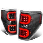 2009 Ford F150 Black LED Tail Lights Red C-Tube