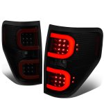 2010 Ford F150 Black Smoked LED Tail Lights Red C-Tube