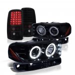 2000 GMC Yukon XL Black Smoked Halo Projector Headlights and LED Tail Lights